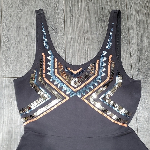 Express gray sequin embellished aztec print babydoll dress size xs - Picture 3 of 3